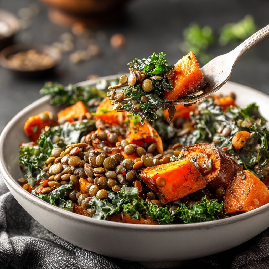 Roasted Veggie Lentil Grain Bowl