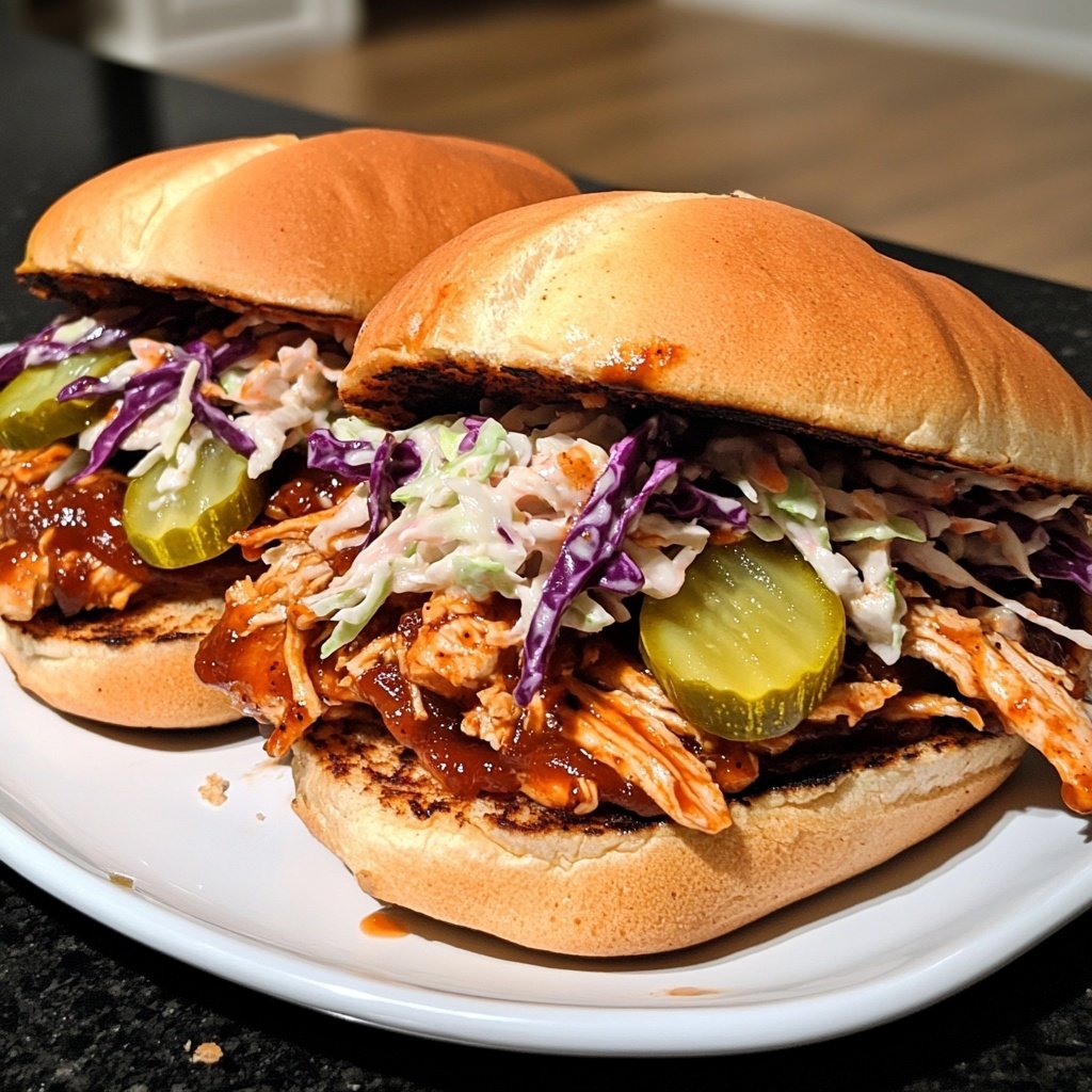 Spicy Crockpot BBQ Chicken Sandwiches