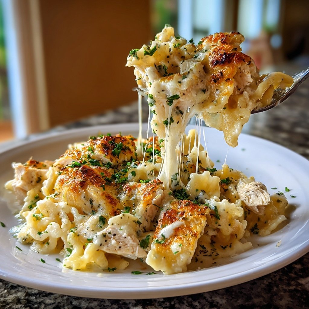 Creamy Garlic Chicken Pasta Bake