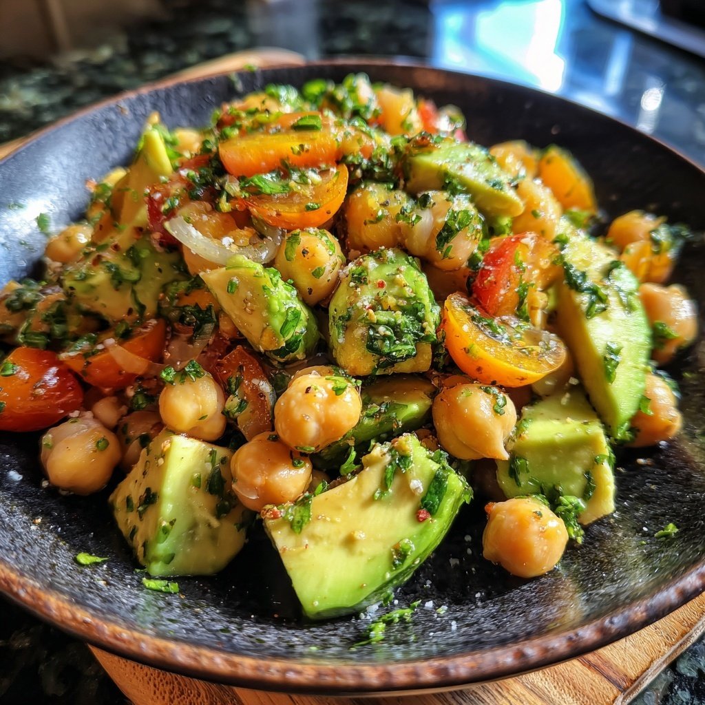 Healthy & Light Avocado Chickpea Salad