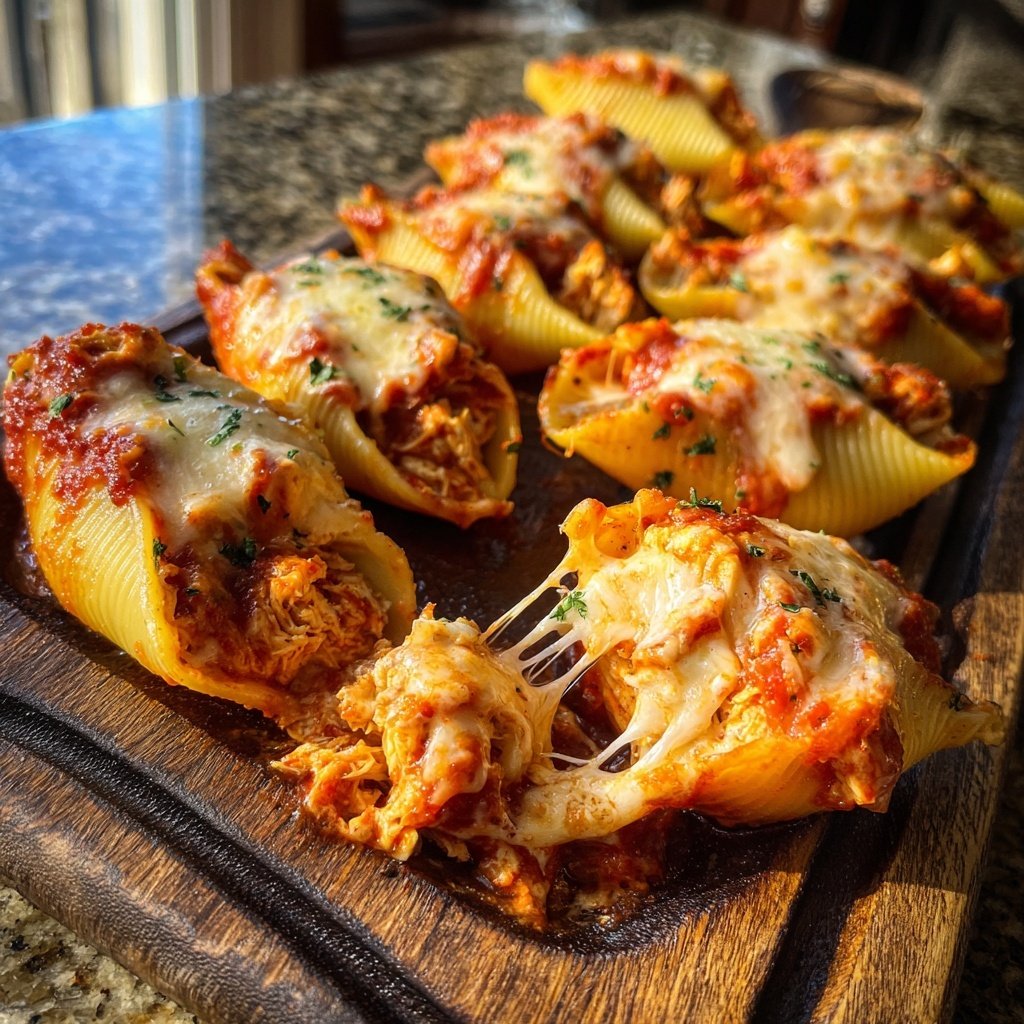 Shredded Chicken And Cheese Stuffed Shells